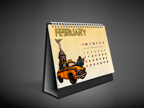 Vehicle Themed English Desk Calendar 2026 || Best Illustrated Table Calendar for 2026